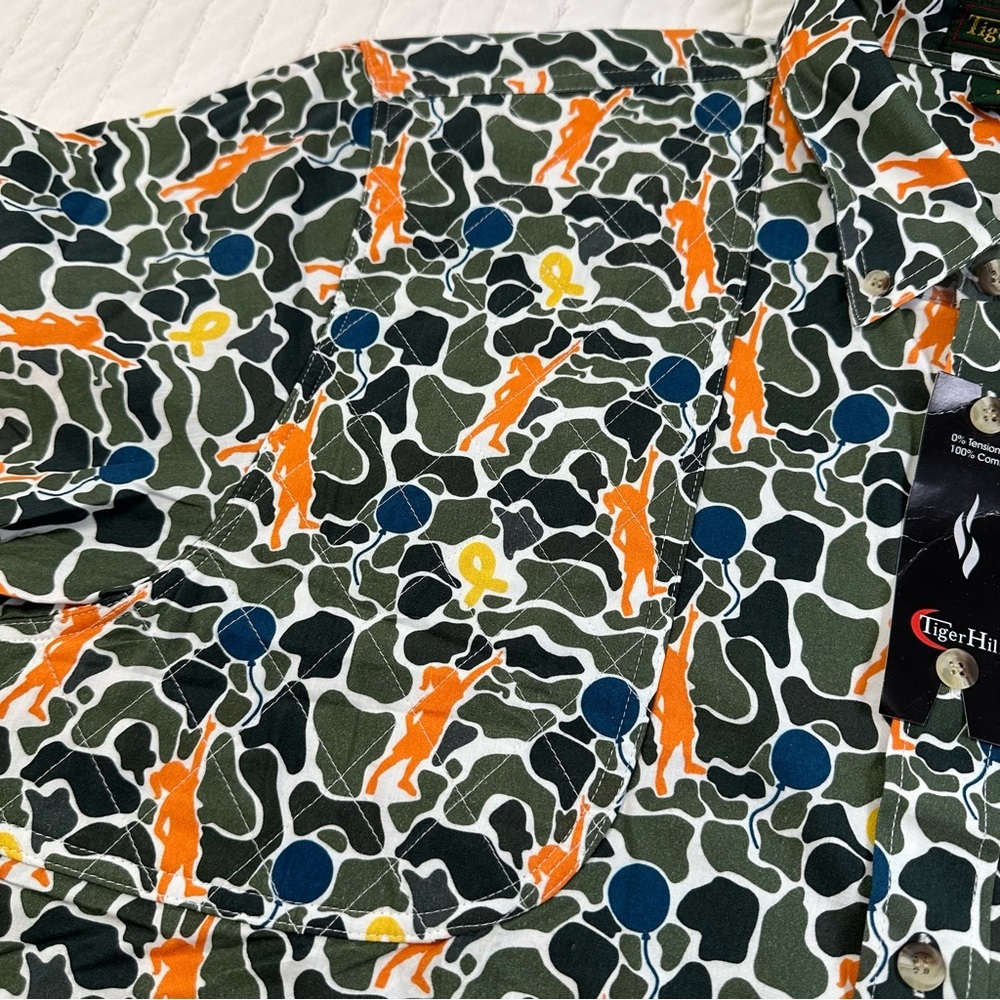 Tiger Hill Unisex Multicolor Button Down Shirt Right Front Quilted Pocket - Picture 10 of 11